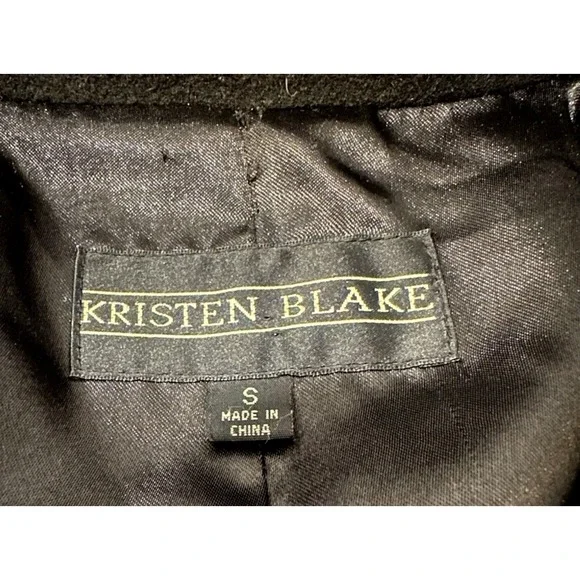 Kristen Blake Womens Black Wool Blend Jacket/Coat Satin Lining Sz Small - Picture 3 of 9